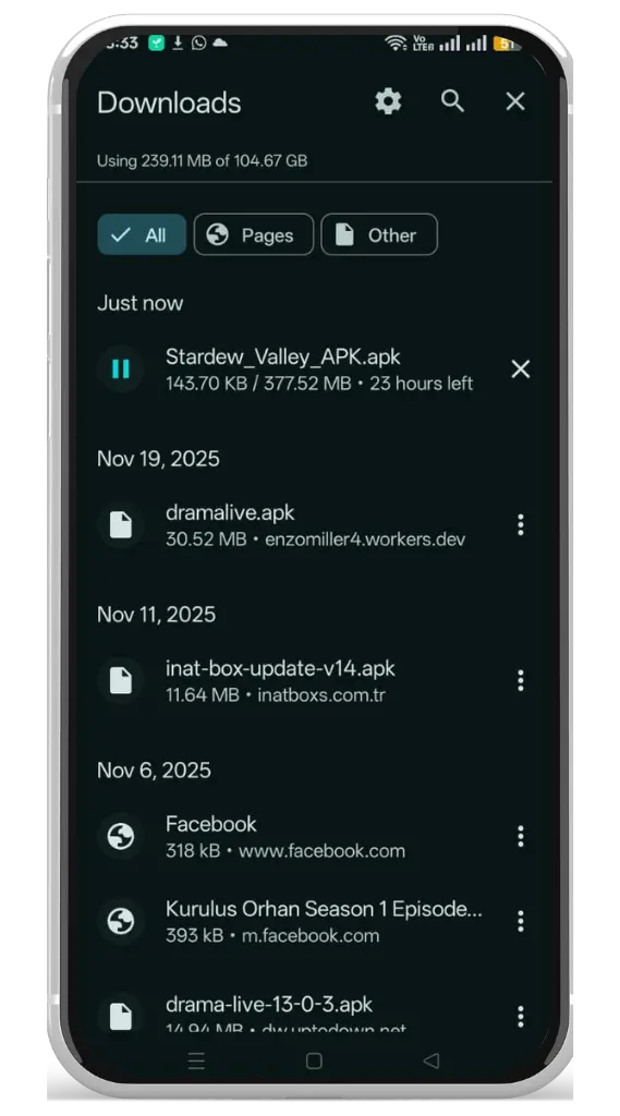 file show in download folder